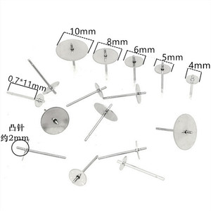 Stainless Steel Earring <b>Posts</b> 5-10mm Flat <b>Round</b> Head DIY Jewelry Findings Components For Earrings Making - Product Image 2