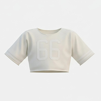 Nouveau design de maillot de football américain, t-shirt personnalisé avec numéros, patchs brodés, ourlet brut vieilli, t-shirt double couche