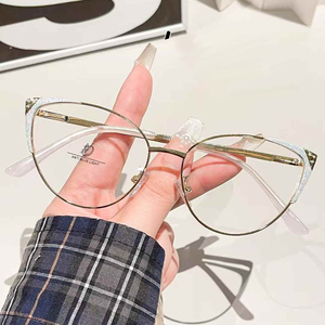 Thời trang Womens Cat Eye kim loại khung quang học thương hiệu kính quang học trong kho kính phụ nữ - Product Image 3
