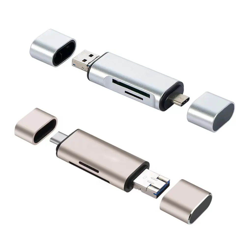 Leitor de cartão OTG TF Tipo-C USB 3.1 USB de alta velocidade com dois slots para cartão Smartphone de alta velocidade