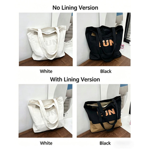 Sac fourre-tout en toile personnalisé avec impression de lettres, grande capacité, pour femmes, sans doublure, réutilisable, pour les étudiants, usage quotidien - Product Image 6
