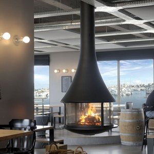 Chimenea Suspendida Independiente con Vista Giratoria de 360 Grados, Simulación de Llama de <span class=keywords><strong>Fuego</strong></span> Real Multicombustible, Estufa Atomizadora - Product Image 5