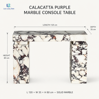 Table d'entrée en marbre Calacatta Viola naturel Luca |   Console d'entrée rectangulaire polie, moderne et minimaliste, sur mesure