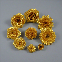 Lot de fleurs artificielles dorées mélangées en gros pour mariage, anniversaire, Saint-Valentin, fête de remise de diplôme, accessoires pour gâteaux floraux