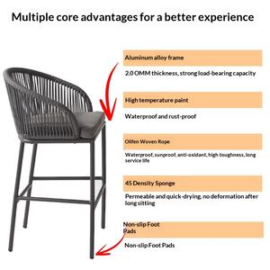 Chaise de <span class=keywords><strong>bar</strong></span> d'extérieur <span class=keywords><strong>en</strong></span> alliage d'aluminium à dossier haut, tabouret de loisirs pour la maison, mobilier domestique - Product Image 2