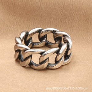 yunnique Men's <b>Titanium</b> Steel Chain <b>Ring</b> Retro Silver Color Punk Style Jewelry Gift - Product Image 2