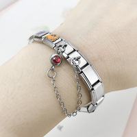 Nouvelle pierre de naissance breloques italiennes argent haute qualité en acier inoxydable crochet chaîne bricolage italien Bracelet à breloques crochet liens