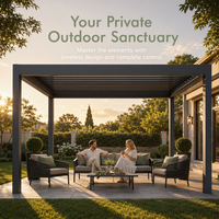 Pergola bioclimatique en aluminium avec toit à lamelles télécommandées pour hôtel, jardin, cour, terrasse en extérieur