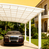 Abri de voiture moderne de luxe en polycarbonate et alliage d'aluminium, inspiré de la nature, pour 2 véhicules, avec toit en arche, étanche, garantie 10 ans pour voiture extérieure