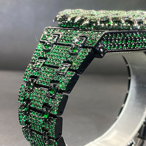 Montre unique avec cadran à motif d'épines, testée au diamant, sertie de moissanite, montre entièrement sertie de diamants, style hip-hop, grande montre - Product Image 3