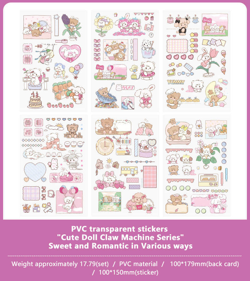 Autocollants en PVC transparent-filles douces-4