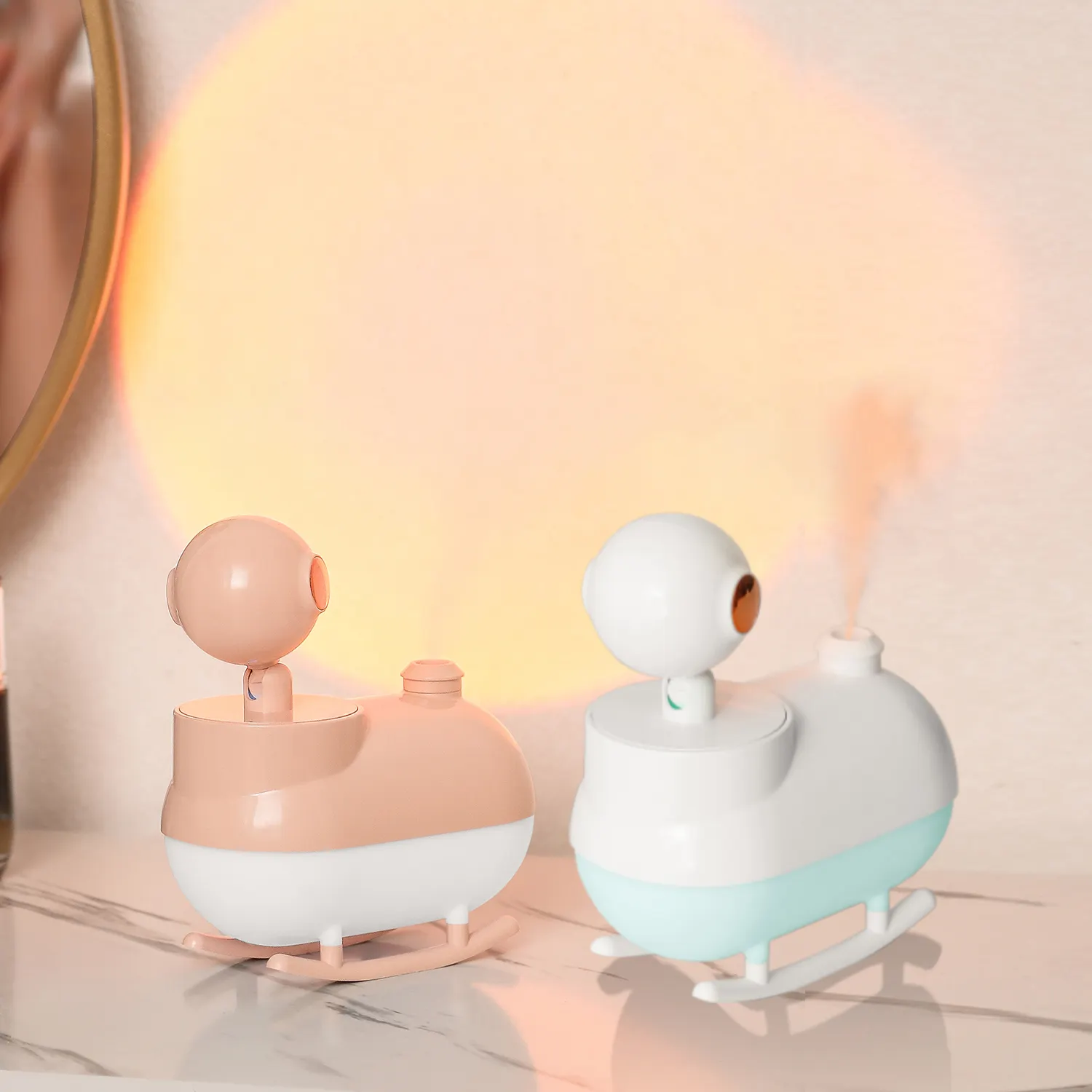 Nuevo diseño lindo luz de noche Led aceite esencial habitación hogar Cool Mist Mini Usb humidificador portátil purificador de aire