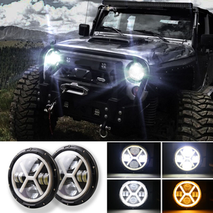 Phares à LED avec anneau Halo Amber Turn Signal pour <span class=keywords><strong>Lada</strong></span> <span class=keywords><strong>Niva</strong></span> 4x4 Suzuki Samurai 7 "DRL Halo Phares pour VAZ 2101 - Product Image 3