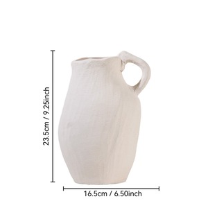 Jarrón de Cerámica Artesanal Estilo Wabi Sabi <span class=keywords><strong>con</strong></span> Textura Tallada a Mano para Flores <span class=keywords><strong>Secas</strong></span>, Decoración de Recibidor - Product Image 2