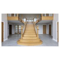 Escalier droit minimaliste pour la maison, avec support dissimulé, design flottant, main courante en verre trempé, pour intérieur de villa moderne