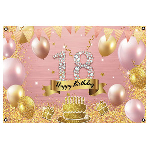 Grande cabine Photo en tissu, arrière-plan d'anniversaire, bannière d'arrière-plan du 18e anniversaire - Product Image 2