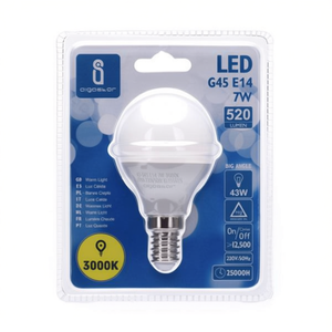 LED Bulb G45 E14 7W 3000K Warm Light Big Angle 520Lm 25000H Lifespan - Product Image 2