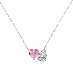 Colliers pendentifs Dylam Trendy Design Jewelry Fine Fashion en argent 925 plaqué rhodium avec chaîne à maillons et double zircone 5A - Product Image 1