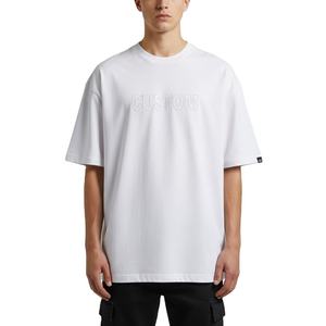 Camiseta Oversize de Algodón 100% para Hombre, Hombro Caído, Tallas Grandes, Estilo Urbano, Blanca Lisa - Product Image 1