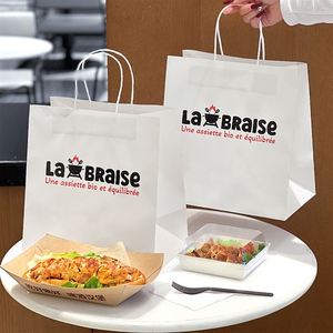 Sacs en papier kraft biodégradables écologiques pour emballages de plats à emporter, vente en gros, logo personnalisé - Product Image 1