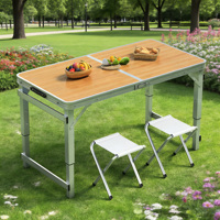 Mesa Plegable con 4 Sillas, Juego de Mesa de Picnic de Aluminio para Acampar, para Fiestas en la Playa y Eventos