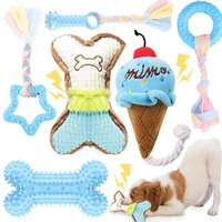 Jouets de dentition pour chiots – Ensemble de jouets à mâcher interactifs automatiques en caoutchouc thermoplastique souple en forme d'os pour chiens de petite et moyenne taille – Soulagement des gencives