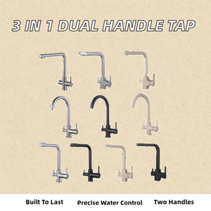 <span class=keywords><strong>Robinet</strong></span> de cuisine électrique thermostatique moderne 3-en-1 à double poignée en acier inoxydable avec <span class=keywords><strong>eau</strong></span> filtrée et mitigeur 3 voies - Product Image 2