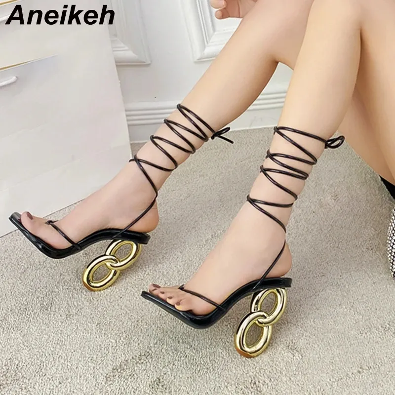 New Fashion Peep Toe Woman Sandals Sexy Design Fretwork High Heels Shoes Ankle Cross Strap Nightclub Party Sandals Pumps