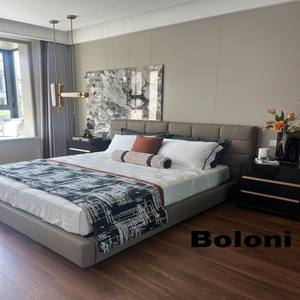 नई प्रवृत्ति लक्जरी बेडरूम फर्नीचर आधुनिक इतालवी शैली चमड़े की रानी/किंग आकार बिस्तर फ्रेम न्यूनतम डिजाइन - Product Image 2