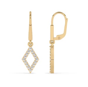 Pendientes colgantes geométricos de diamantes en oro de 14K, elegantes pendientes de rombo, joyería fina para mujer - Product Image 1
