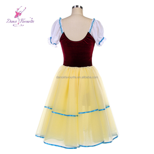 26005 Body da Danza Romantica in Tulle Morbido <span class=keywords><strong>Giallo</strong></span> con Corpetto Bordeaux - <span class=keywords><strong>Tutù</strong></span> da Balletto - Product Image 2