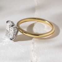 Bague de fiançailles en or massif 10K 14K 18K avec diamant de laboratoire taille émeraude 1CT, halo caché bicolore, certifié IGI, clarté VVS CVD/HPHT