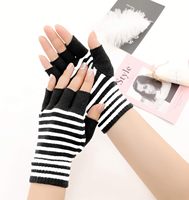 Mitaines rayées sans doigts, tricotées pour l'hiver, style Goth Emo, chauffe-bras pour femmes et hommes A06-1