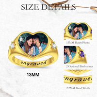 Koperen geboortesteen klantfoto ring DIY gepersonaliseerde persoonlijke foto geboortesteen hart ring dropshipping voor Valentijnsdag
