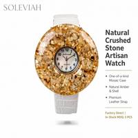Montre en résine unique, faite à la main, cadran rond, montre-bracelet à quartz, bracelet en cuir de crocodile, bijoux de mode, cadeau pour femmes