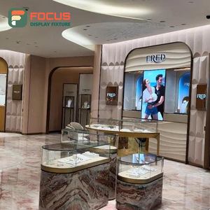 Vitrina de Exhibición de Joyería de Vidrio de Lujo Premium, Mueble de Exhibición Interior Moderno para Boutique con Iluminación LED de Madera y Metal - Product Image 3