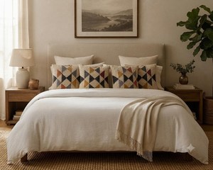 Ensemble de 4 housses de coussin géométriques faites à la main, style bohème, en coton, pour canapé, salon, chambre, décoration rustique pour la maison - Product Image 6