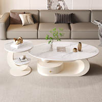 Table basse ovale en pierre avec espace de rangement, durable, écologique, design moderne, meubles de salon pour petites maisons