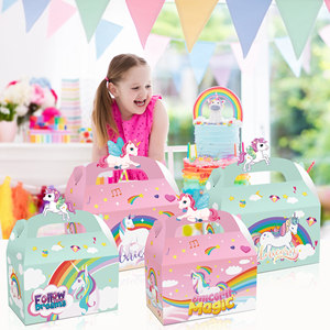 Huancai – boîtes à bonbons avec découpes en papier, 12 pièces, dessin animé, <span class=keywords><strong>licorne</strong></span>, cadeau, gâteau, boîte de friandises pour enfants, fournitures de fête d'anniversaire - Product Image 6