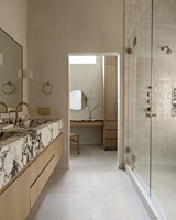 Lavabo double en marbre Calacatta Viola pour salle de bain, lavabo en marbre pour salle d'eau, grand lavabo mural, vasque suspendue