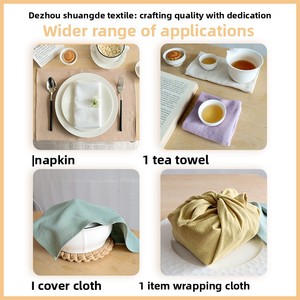 Khăn trà vuông vải lanh bán buôn xuyên biên giới 40x40cm phong cách Nhật Bản, có thể tùy chỉnh, chất liệu trơn, khăn ăn cưới kiểu Tây - Product Image 3