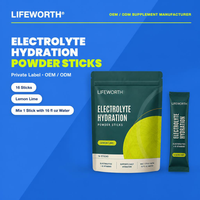 LIFEWORTH Poudre d'hydratation électrolytique citron et lime en sachets, formule personnalisée sous marque privée