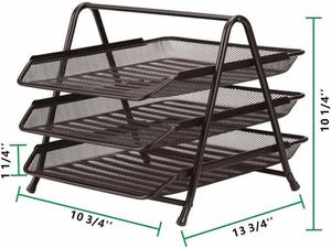 3-Tier Metal Mesh Desktop Office <b>Organizer</b> Tray Document Holder and <b>File</b> Tray for Desk Enhances Paper Management - Product Image 5