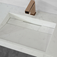 Nouveau Lavabo Mural Moderne en Pierre Artificielle Populaire de Nouvelle-Zélande avec Égouttoir, Double Vasque de Luxe pour Hôtels et Villas