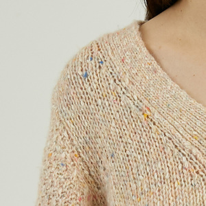 Suéter de punto personalizado OEM/ODM para <span class=keywords><strong>mujer</strong></span>, <span class=keywords><strong>jersey</strong></span> de gran tamaño con cuello de pico, Tops de punto con <span class=keywords><strong>hilo</strong></span> de Color, Invierno 2021 - Product Image 5
