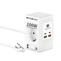 Stop Kontak Listrik Harga Terjangkau PD 100W Gan 4 Port USB Pelindung Lonjakan Arus 110-250V AC Kabel Ekstensi 2m Colokan US
