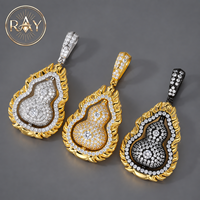 Collier de luxe en moissanite VVS avec pendentif gourde rotatif double face flamme, bijou de fête, cadeau, symbole de bonne fortune