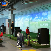 Simulateur de golf professionnel d'intérieur, ensemble complet, caméra haute vitesse à 4 objectifs, détecteur, projecteur laser 4K, entraînement à domicile et commercial