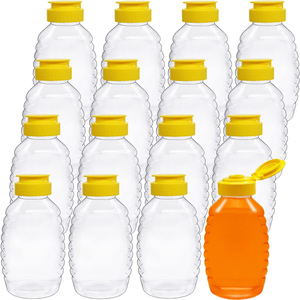 Bouteille à miel transparente en PET/PP sans BPA, couleur personnalisable, bouchon en silicone, capacité 460g, 330ml, impression sérigraphique LFGB - Product Image 1