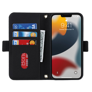 Cartera cruzada con correa de cuero PU negro, tarjetero con ranura para tarjetas, cordón para el hombro y cubierta de espejo de 6.3 pulgadas - Product Image 6